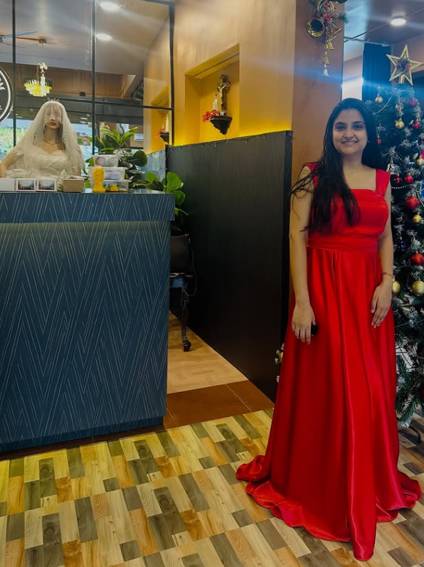 Signature red satin gown