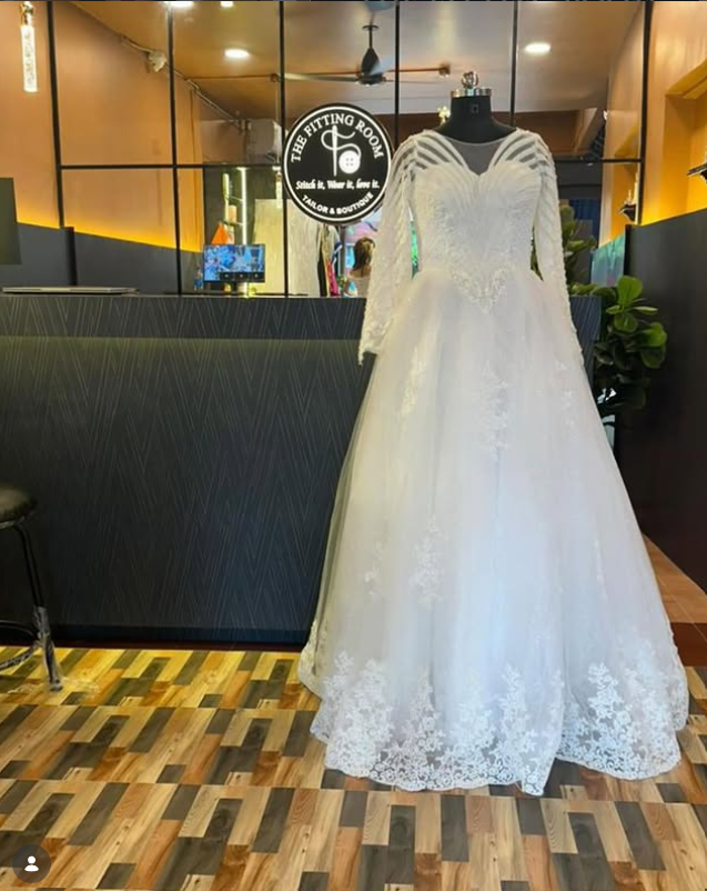 Ivory bridal gown with lace detailing