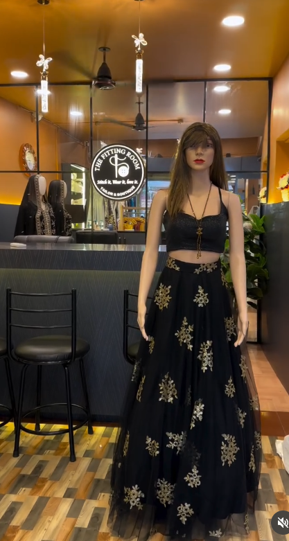 Black lehenga with gold embroidery
